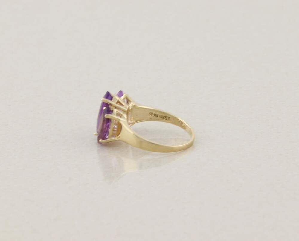 18k Gold Over Sterling Silver Natural Amethyst Ring Size 10 1/2 - Picture 7 of 7